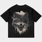 Retro Wolf Oversized Black Tee
